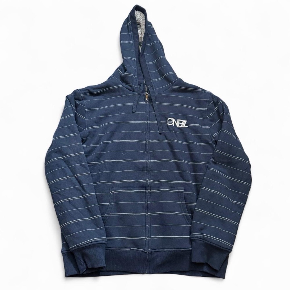 O'Neil Stripes Full Zip Sweater Men's Size XL Y2K 2000s Surf Skate Sherpa Lined